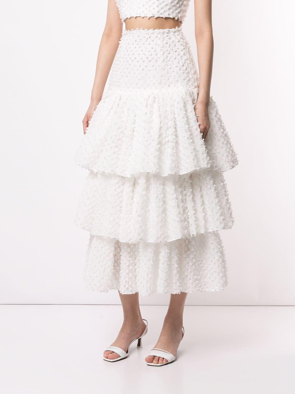 Bambah Cotton Fuzzy Ruffle Skirt in White - Lyst