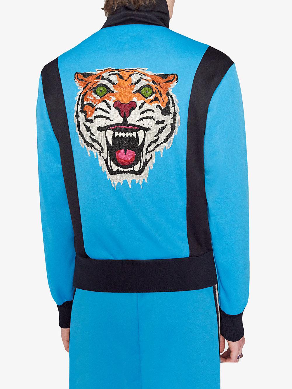 Veste en jersey technique avec patch tigre Gucci pour homme en coloris Bleu  | Lyst