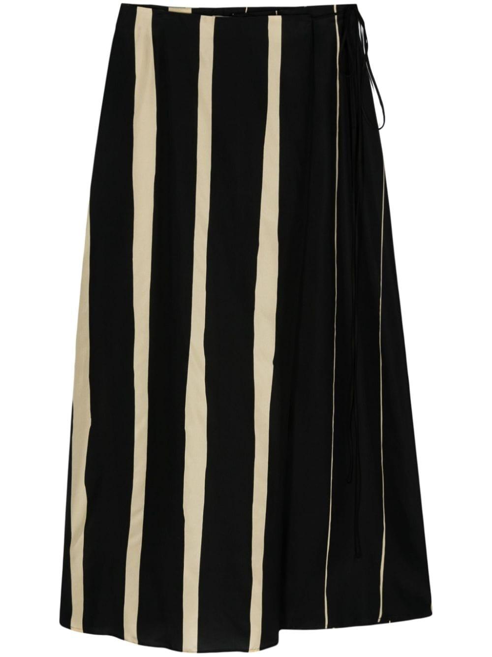 Black and white vertical striped maxi skirt discount