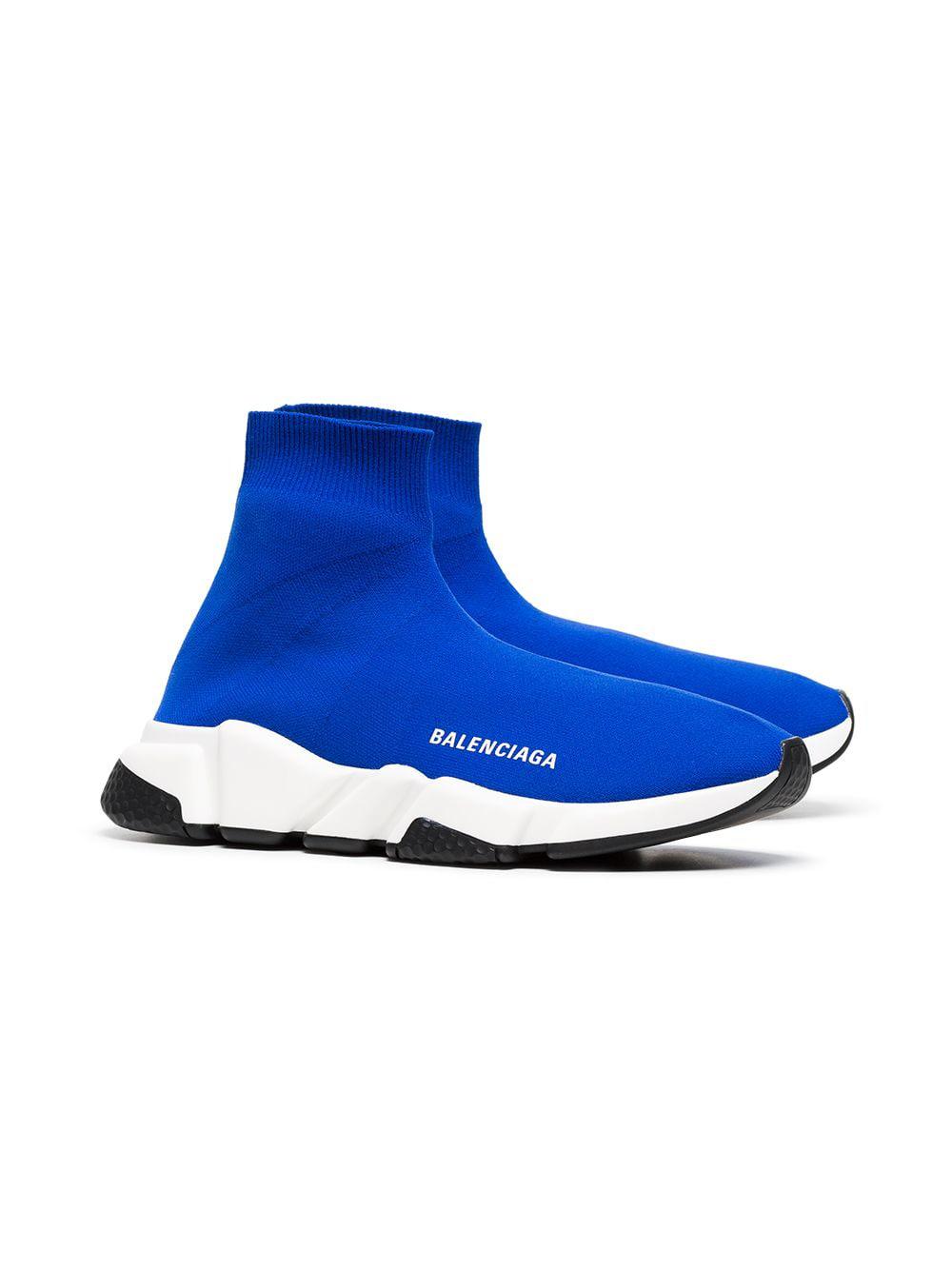 Balenciaga Blue And White Speed Sock Sneakers | Lyst