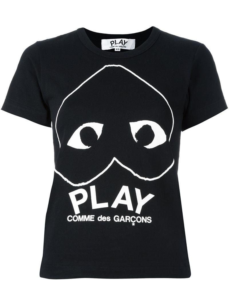 Lyst - Play Comme Des Garçons Upside Down Logo Print T-shirt in Black ...