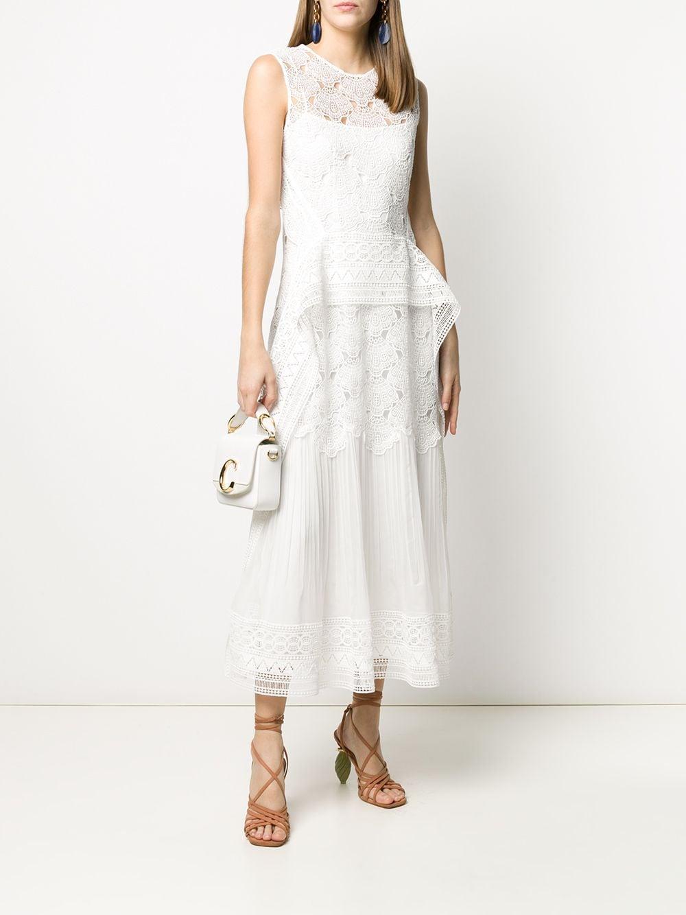 Alberta Ferretti Silk Embroidered Dress in White - Lyst
