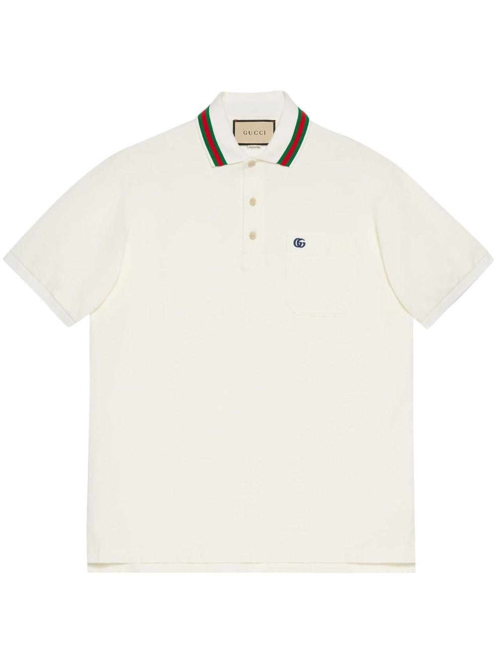 Gucci Cotton Piquet Polo With Double G in White for Men | Lyst