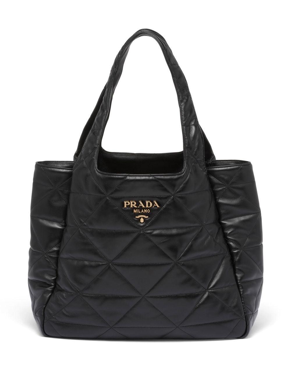 Prada Large Quilted Nappa Leather Tote Bag in Black Lyst