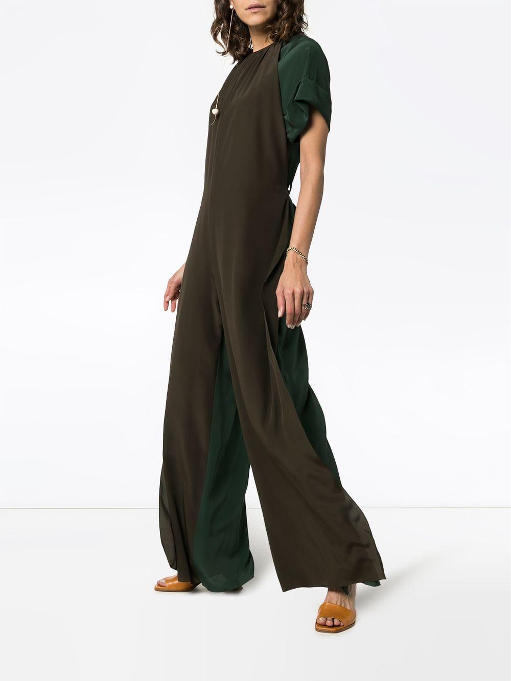 Postcode Krankzinnigheid Miljard Chloé Two-tone Split Leg Silk Jumpsuit in Green | Lyst
