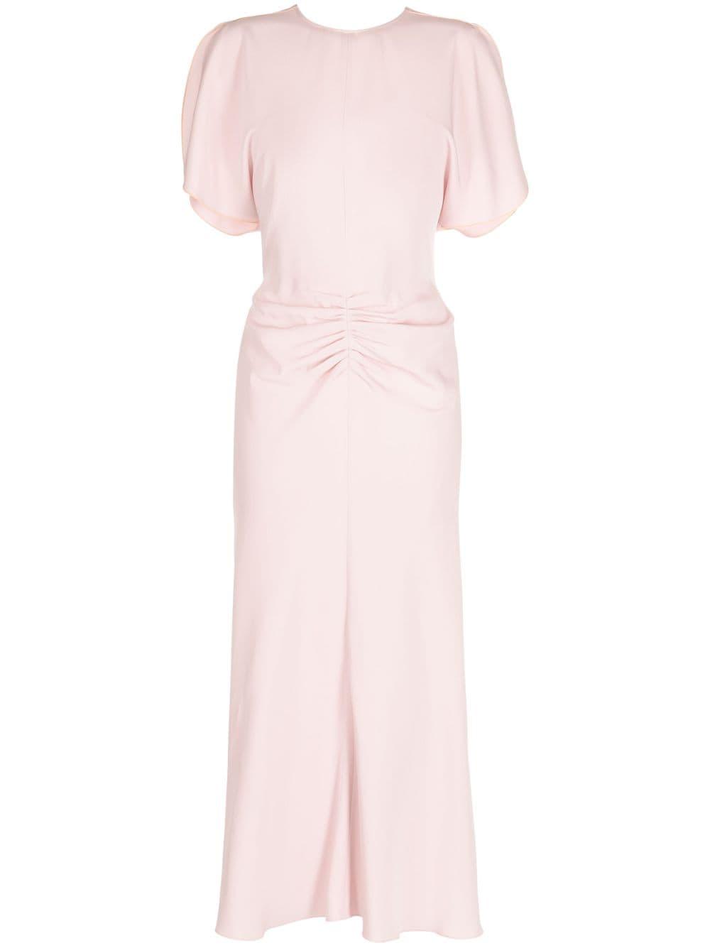 ワンピース VICTORIA BECKHAM FUCHSIA PINK MIDI DRESS WITH GATHERED WAIST Victoria Beckham Gathered Waist Midi Dress | Shopbop