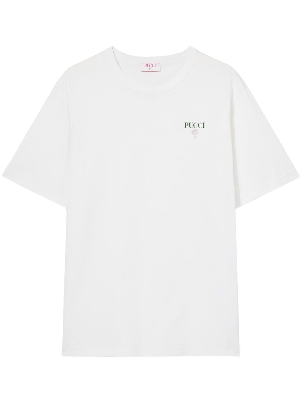Emilio Pucci Logo-print Cotton T-shirt in White | Lyst UK