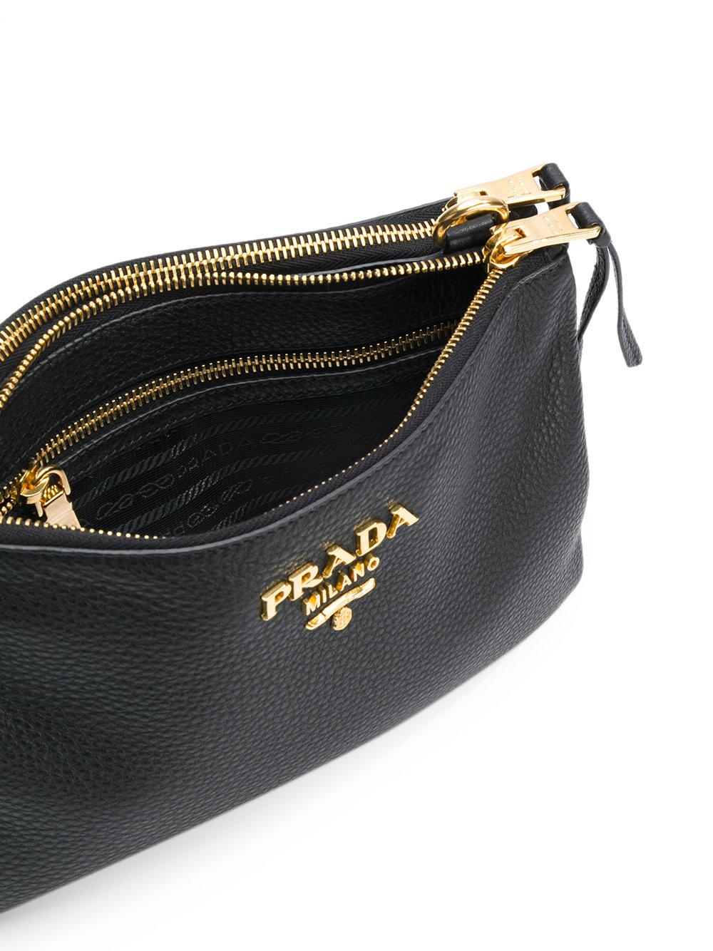 PRADA Vitello Daino Crossbody Bag with Web Guitar Strap