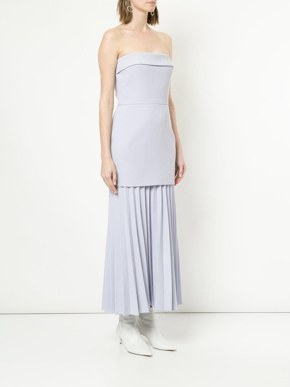 dion lee linear crepe pleat strapless dress