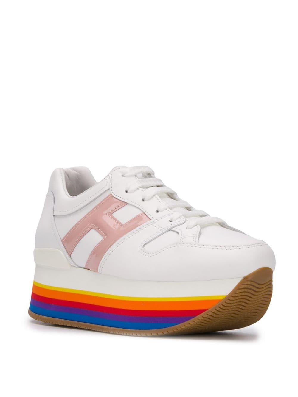Hogan Leather Rainbow Platform Sneakers in White - Lyst