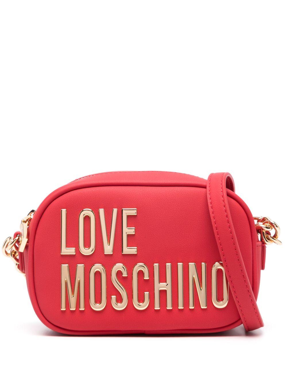 Love Moschino レディース レッド ロゴ ショルダーバッグ クロスボディ 