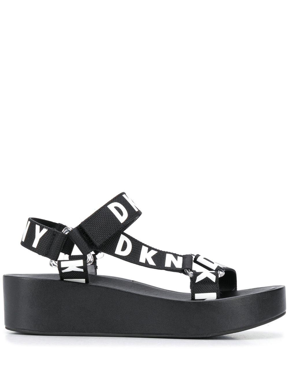 DKNY Logo Platform Sandals in Black | Lyst