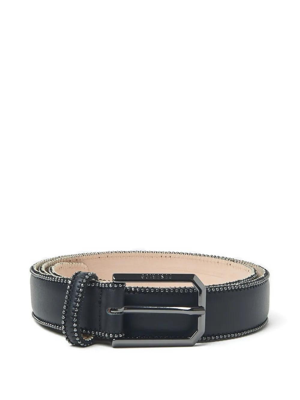 Peserico Dark Leather Belt with Metallic Buckle Peserico Studded Leather Belt In Brown - 36% Off | Editorialist main image 3