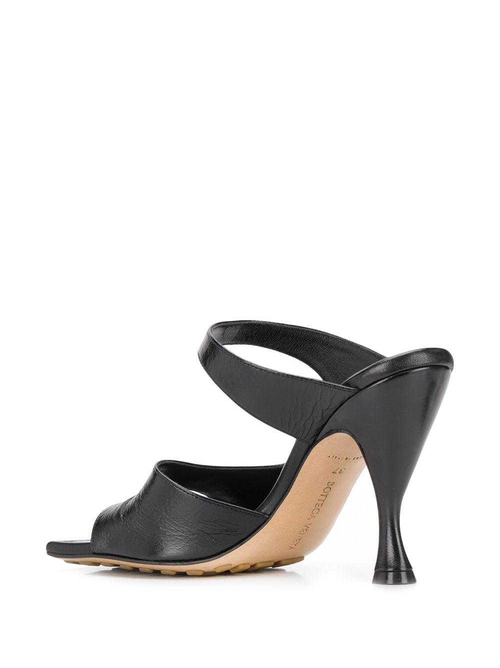 Bottega Veneta Leather Square Toe Strappy 90mm Sandals in Black - Lyst