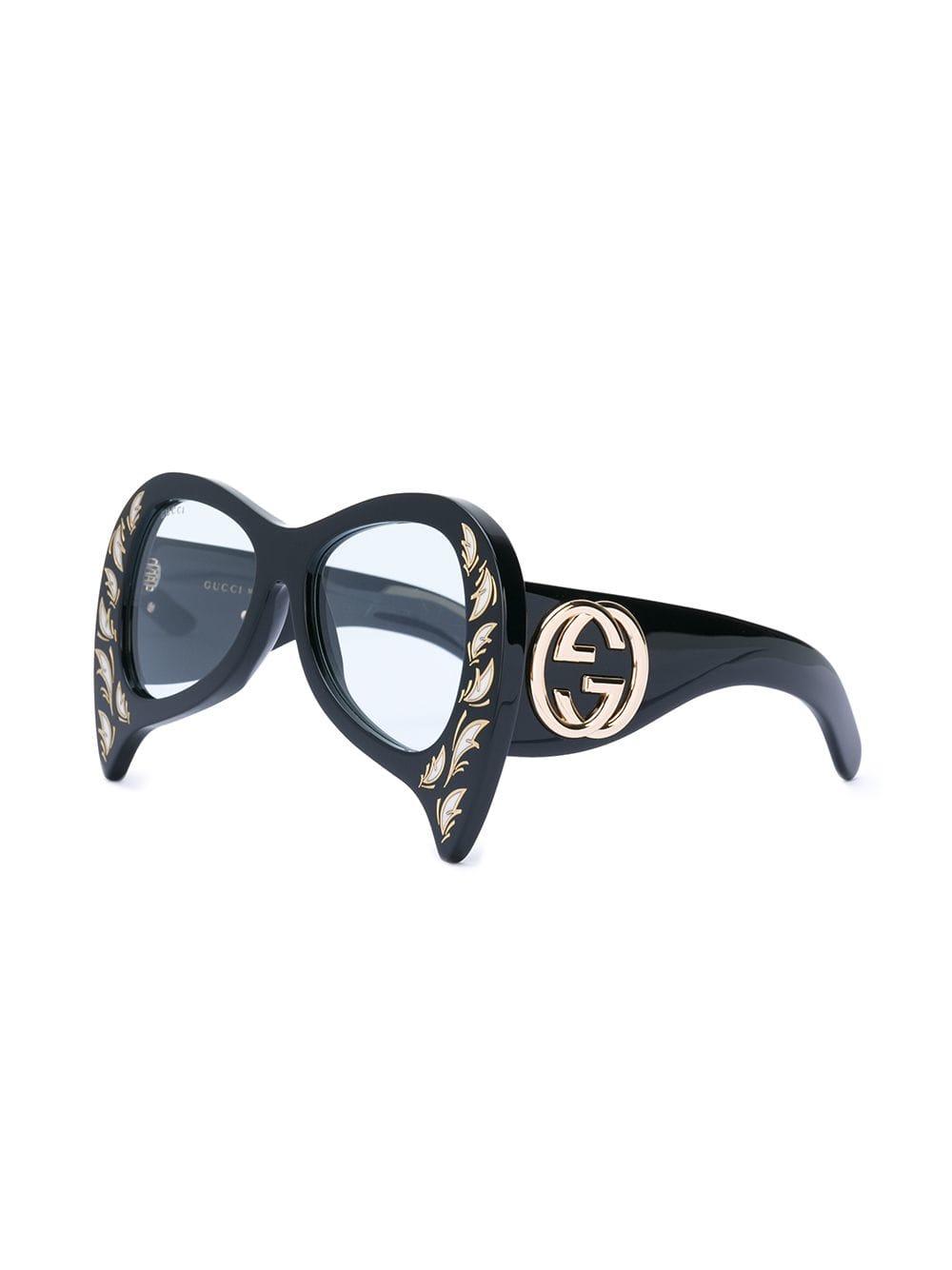 Gucci Inverted Cat Eye Glasses in Black | Lyst