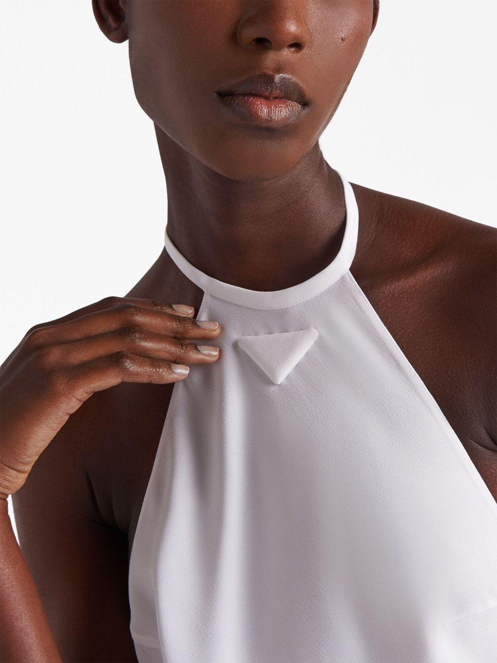 PRADA マキシロゴドレス Prada Triangle-logo Halterneck Maxi Dress in White | Lyst