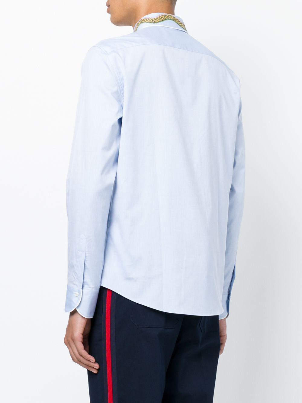 Camisa con bordado de dragón Gucci de Algodón de color Azul para hombre |  Lyst