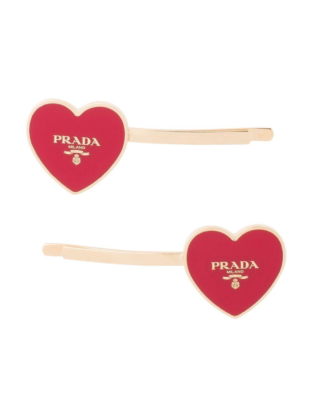 Prada Heart Hair Pins in Red | Lyst