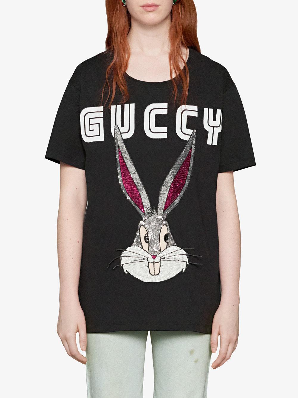 Gucci Bugs Bunny Cotton T-shirt in Black - Lyst