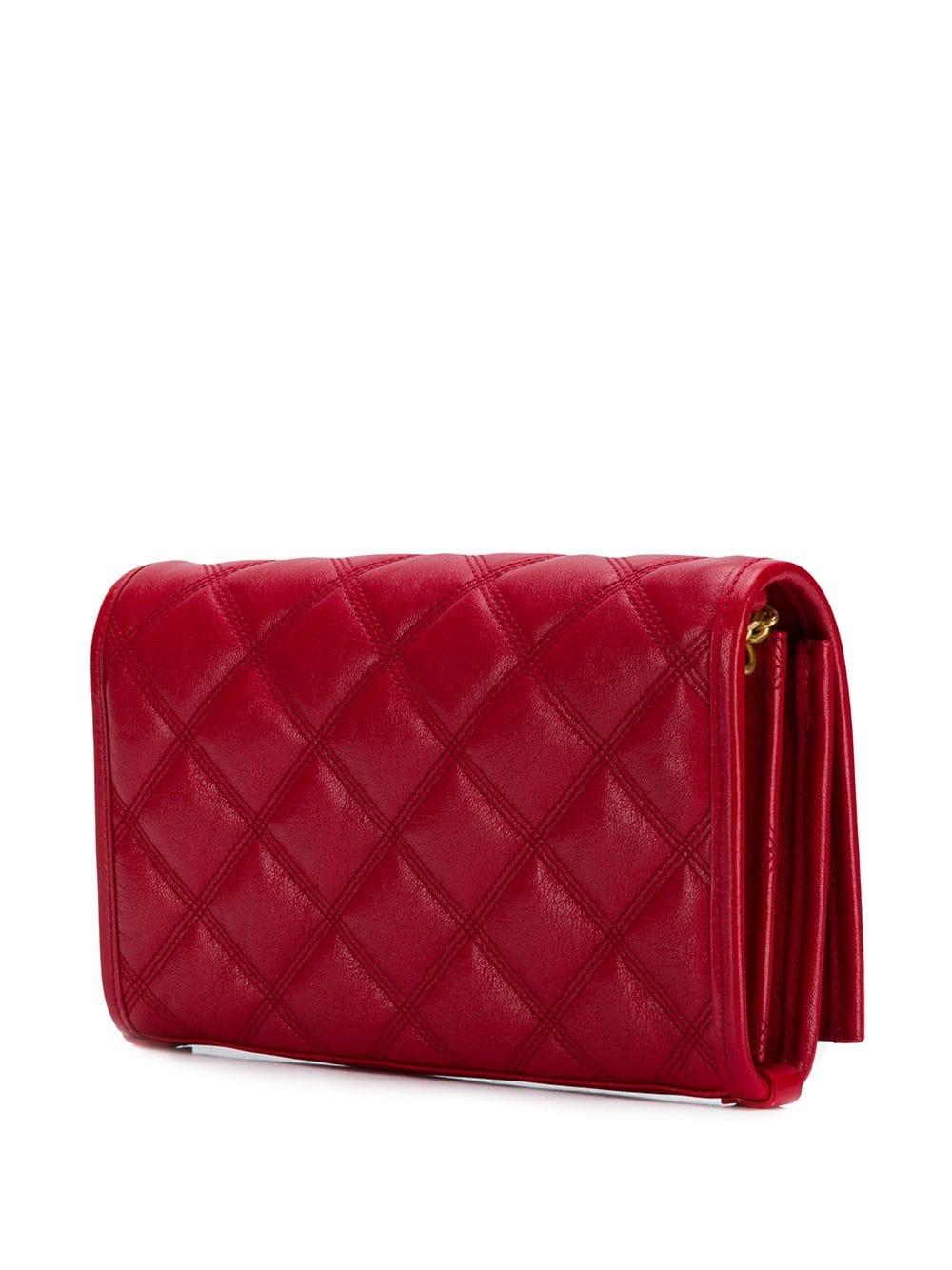 Saint Laurent Becky Quilted Wallet On Chain in Red
