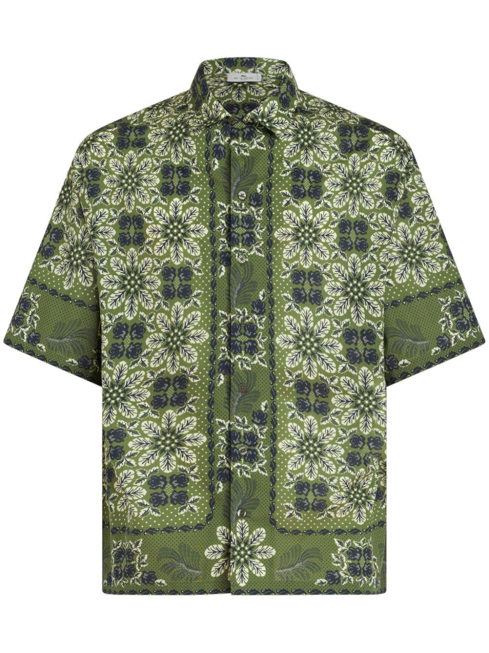 Etro メンズ グリーン フローラル シャツ シャツ