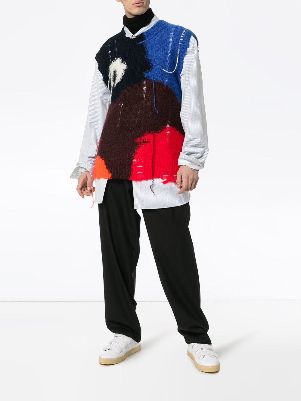 Alexander McQueen Wool Sleeveless Shredded Sweater Vest in Blue for Men ...
