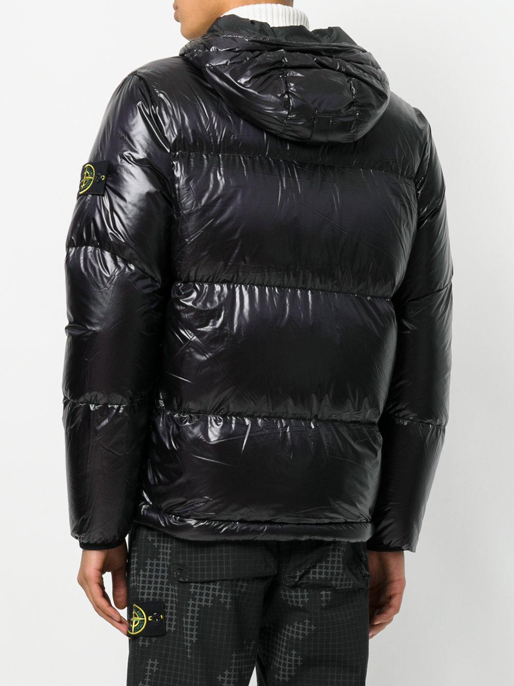 Stone Island Glossy Puffer Jacket in Black for Men - Lyst