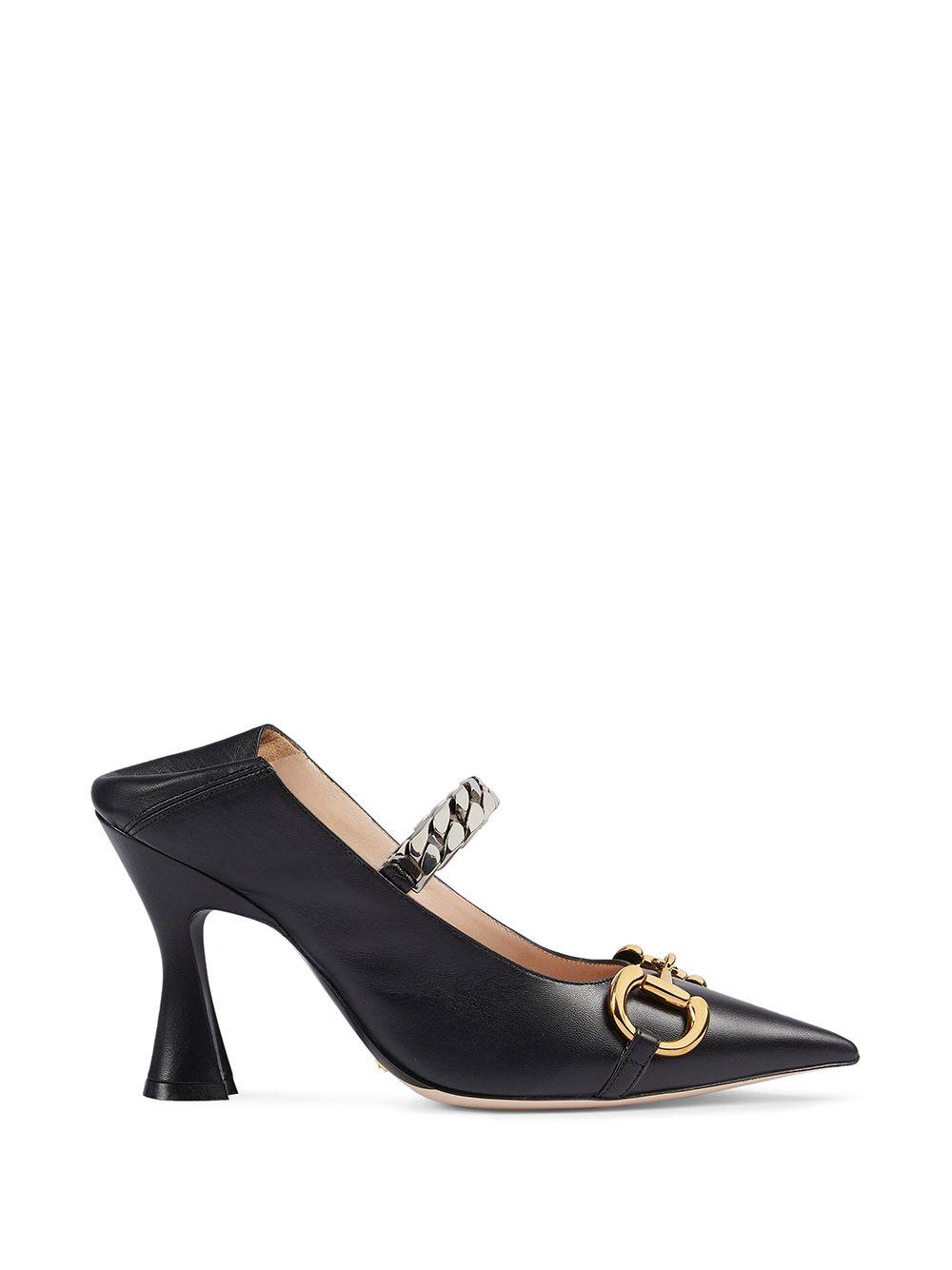 Gucci Leer Pumps Met Kettingbandje in het Zwart - Lyst