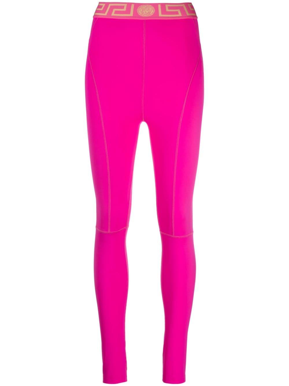 Versace Greca-pattern High-waisted leggings in Pink | Lyst