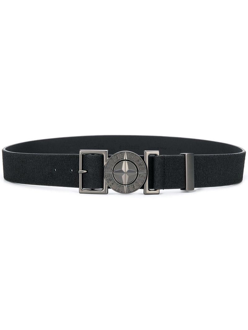 Stone Island Leather Compass Buckle Belt in Black for Men | Lyst