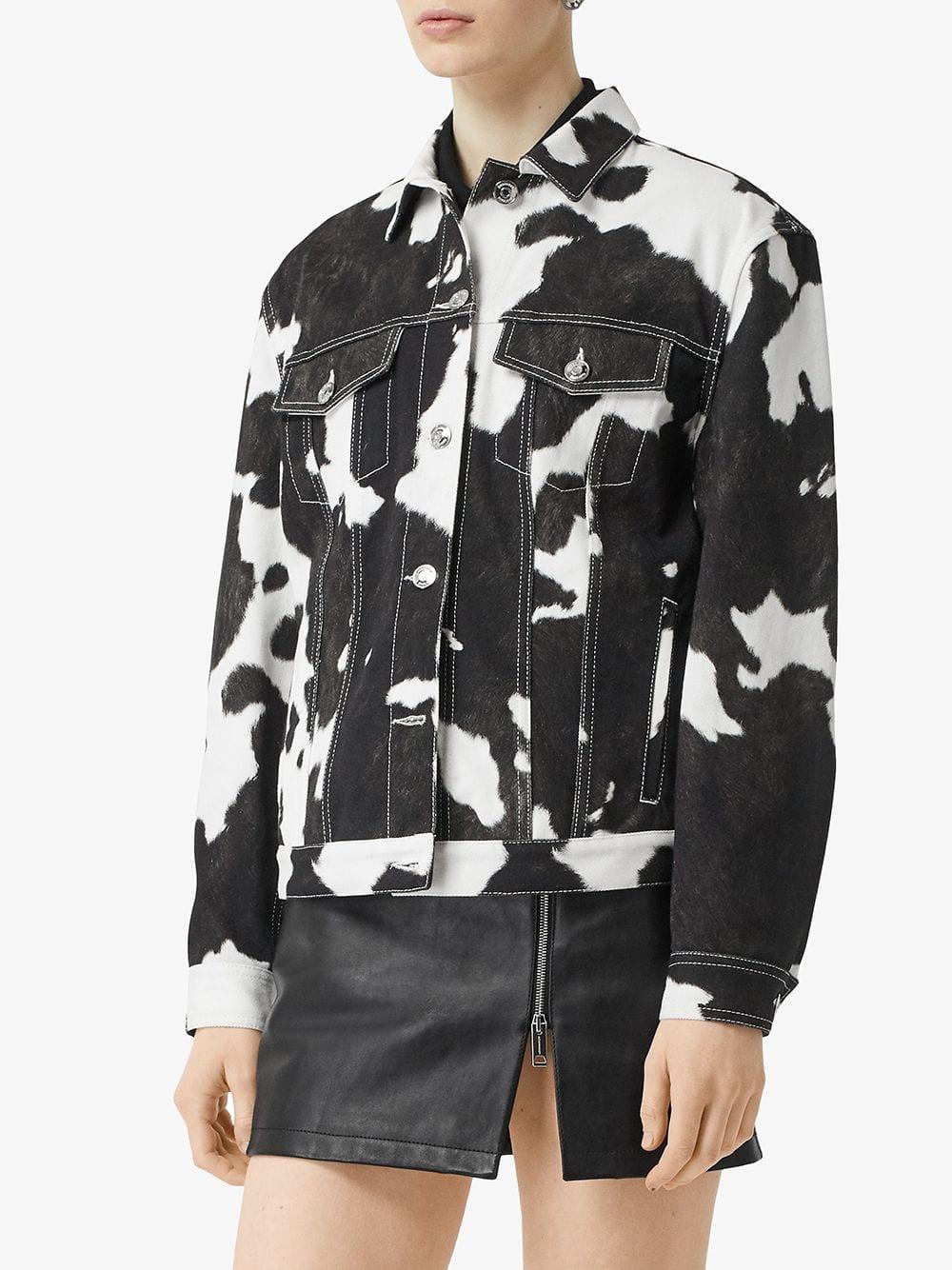 cow print jean jacket