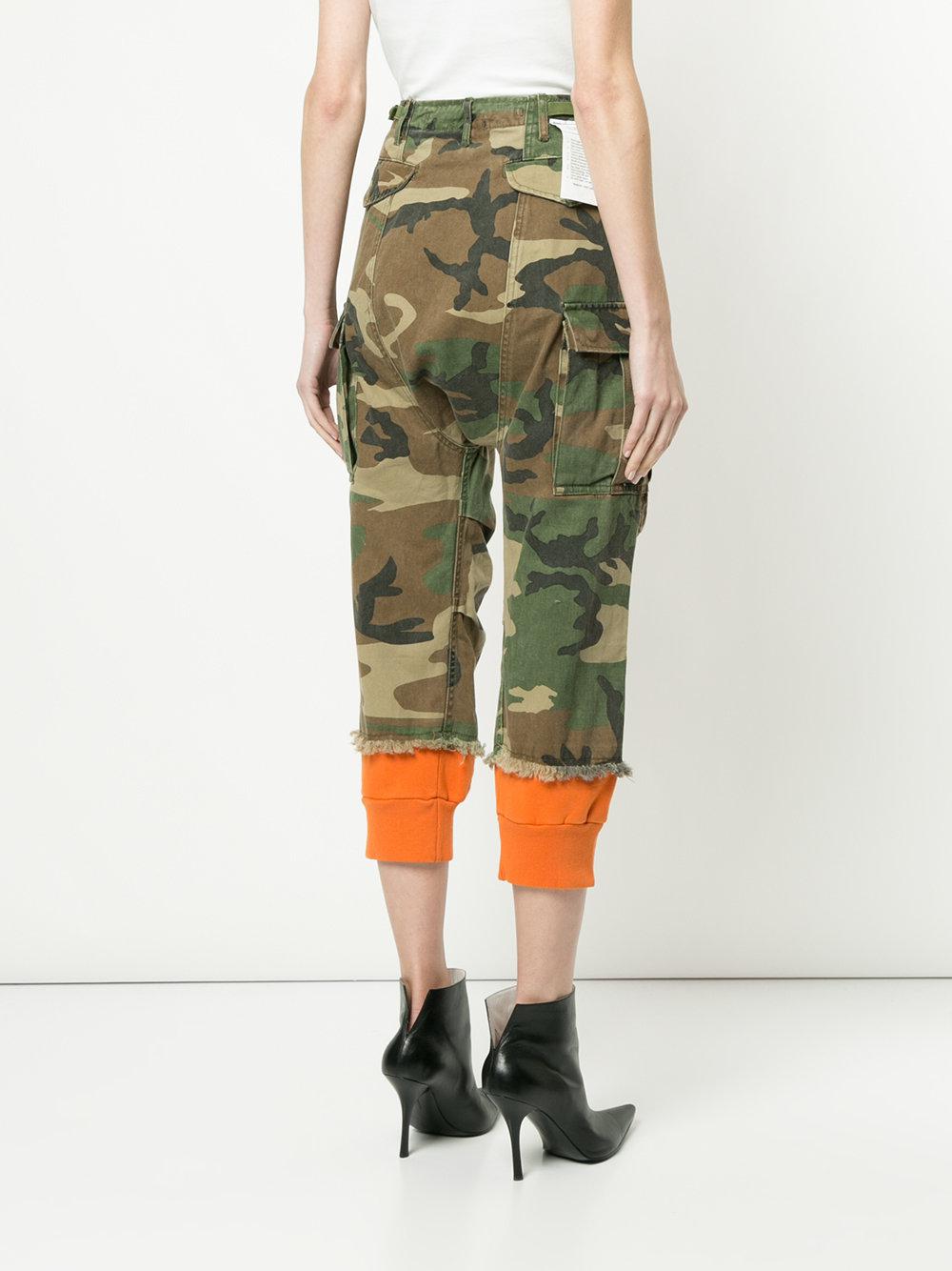 R13 Cotton Green And Orange Camo Harem 