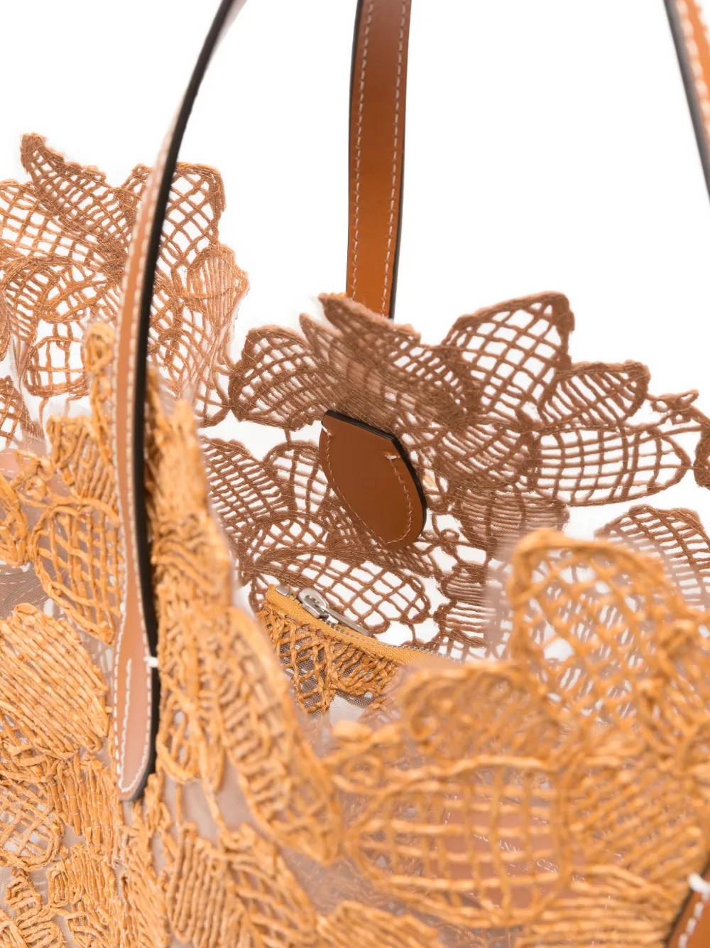 Ermanno Scervino Floral-Lace Tote Bag in Brown | Lyst