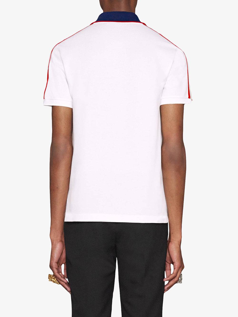 Gucci Cotton Polo With Stripe in White 