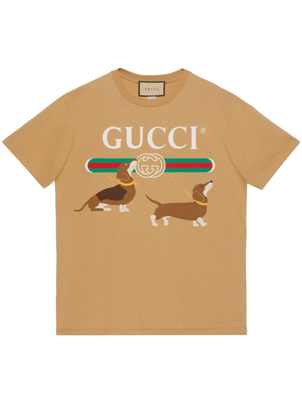 Gucci Logo Dog Print T-shirt in Natural for Men | Lyst