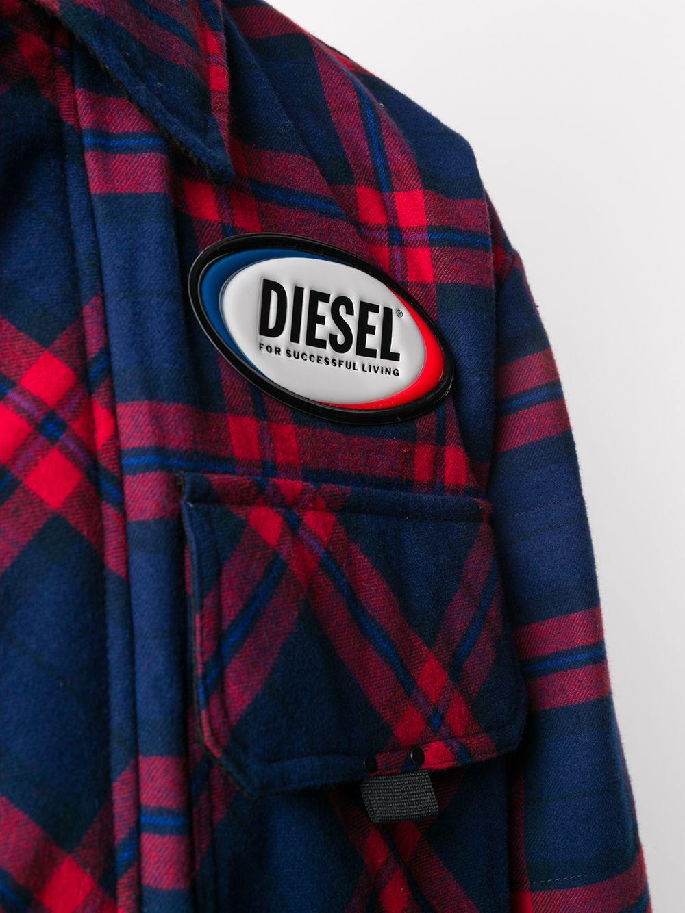 DIESEL Cotton Logo-patch Plaid Shirt 