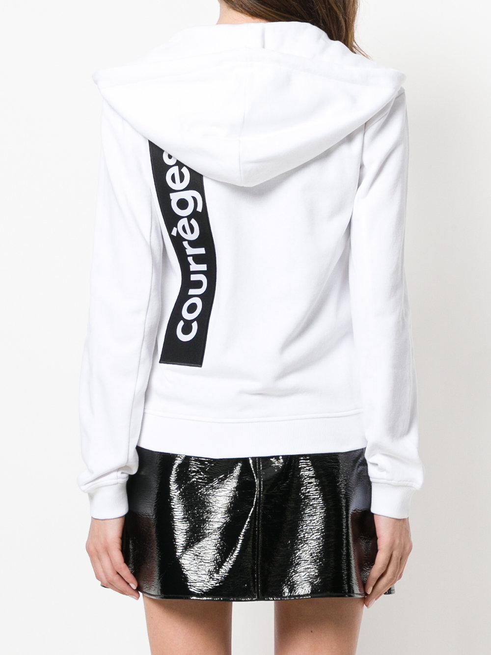 Download Courreges Cotton Front Zip Hoodie in White - Lyst