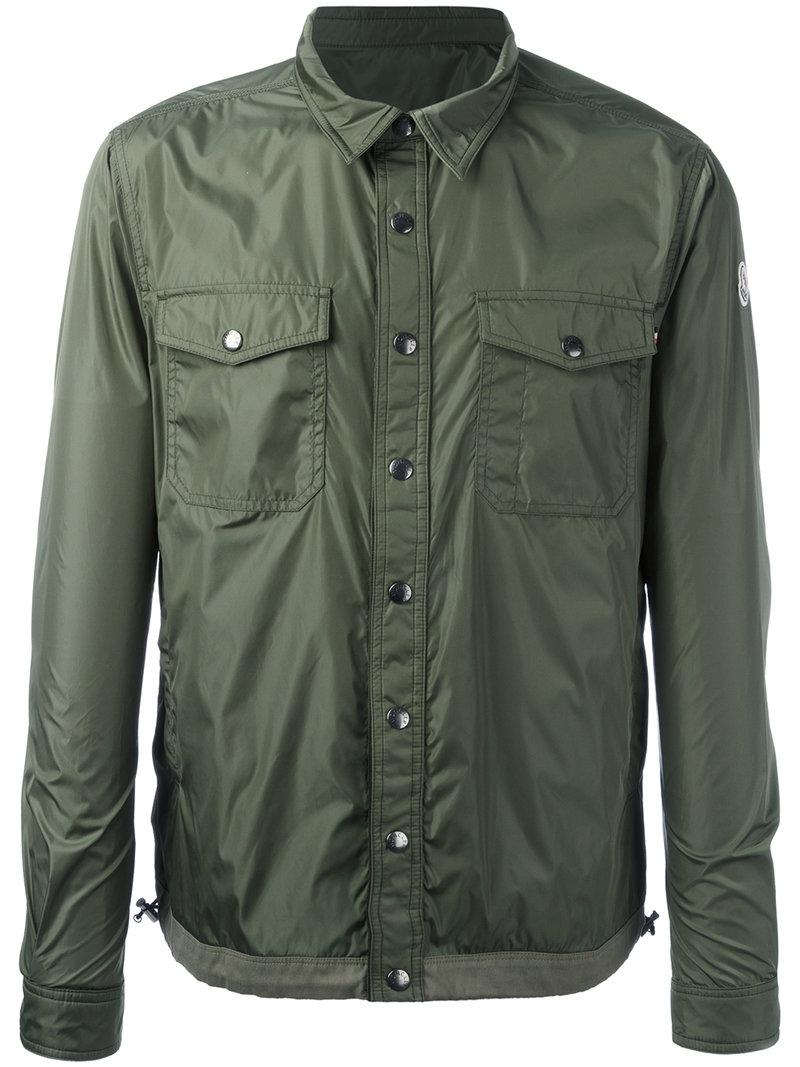 Moncler Cotton Trionphe Shirt Jacket in Green for Men | Lyst