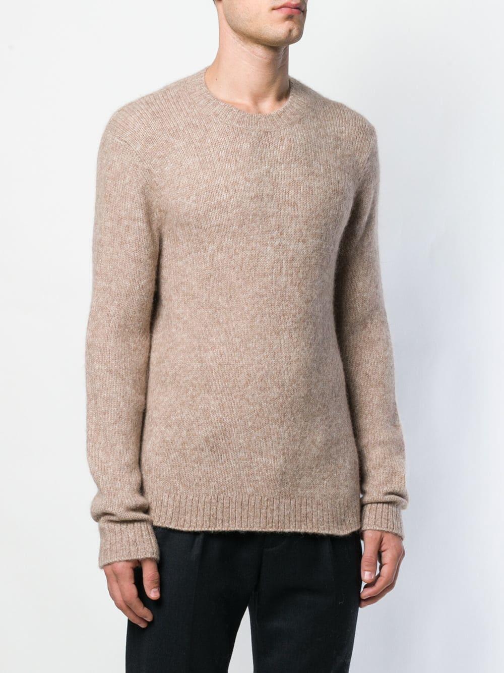 Theory Wool Crew Neck Sweater in Brown for Men - Lyst