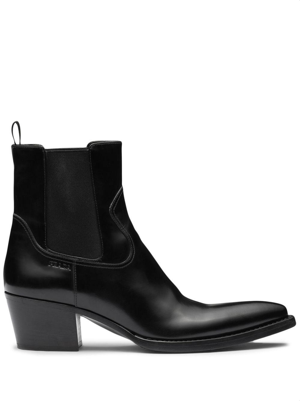 Prada Brushed Leather Chelsea Boots in Black | Lyst