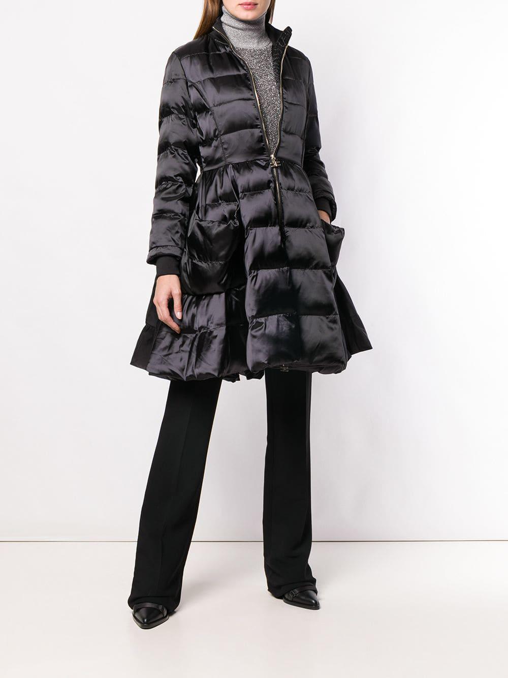 Elisabetta Franchi Flared Puffer Jacket in Black | Lyst Canada