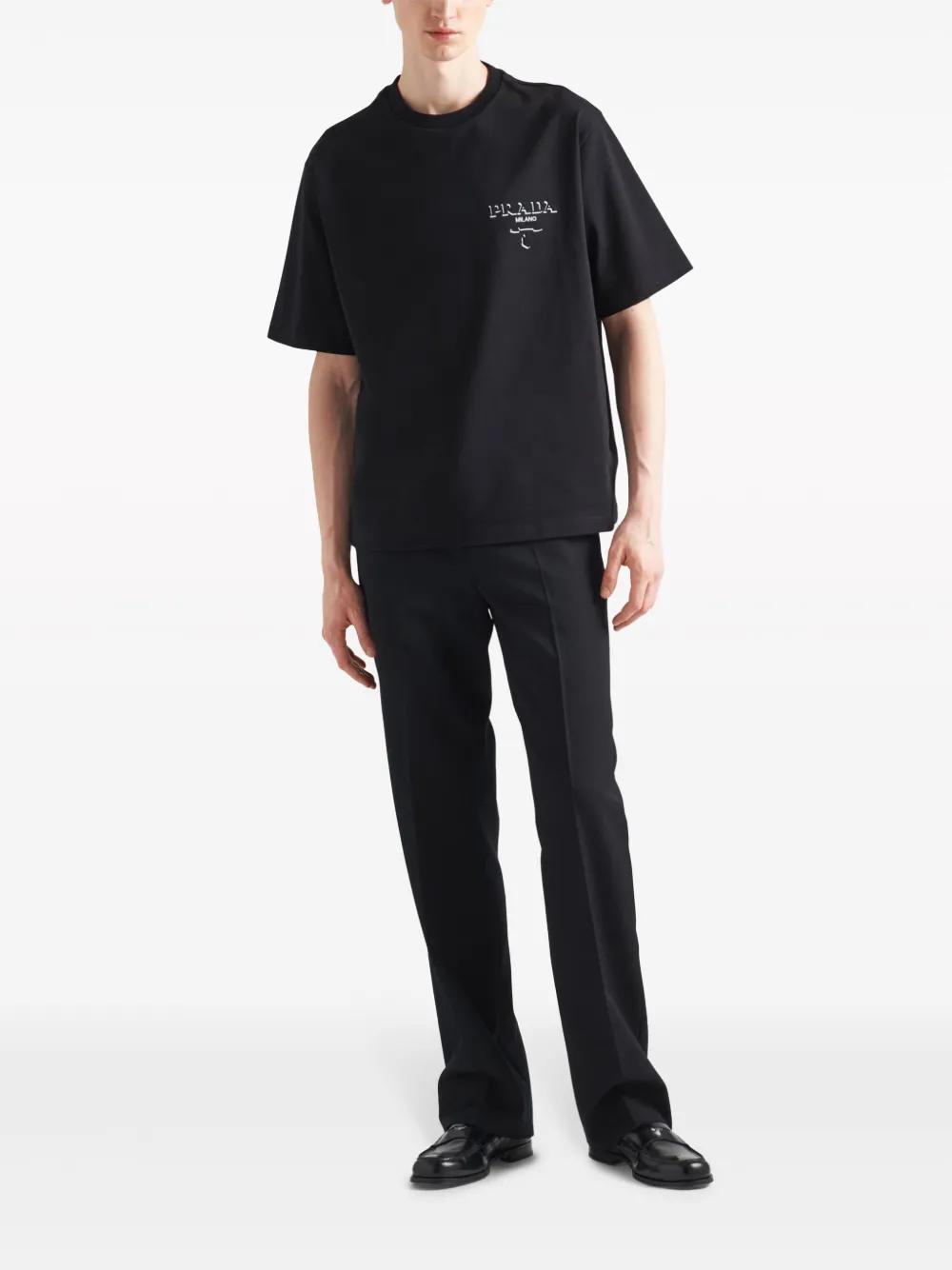 Prada Cotton Logo T-shirt in Black for Men | Lyst