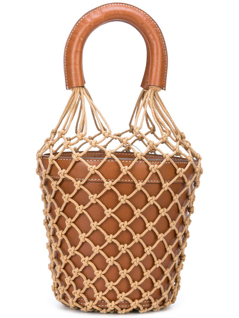 Sac seau en cuir et macramé Moreau STAUD Lyst