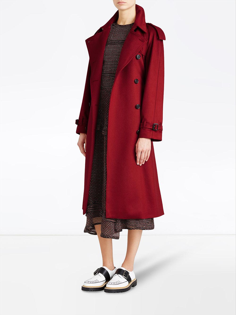 Burberry Cashmere Classic Trench Coat in Red - Lyst
