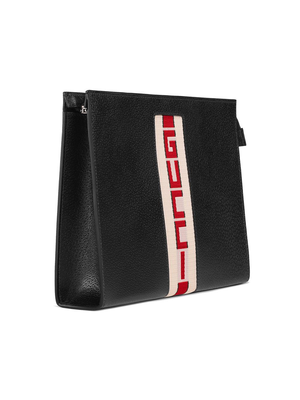 gucci stripe leather pouch