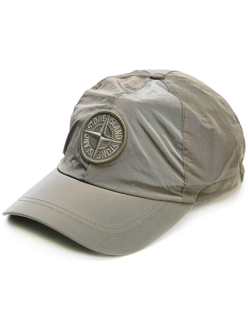 Stone Island Embroidered Logo Baseball Cap in Grey (Gray) for Men - Lyst