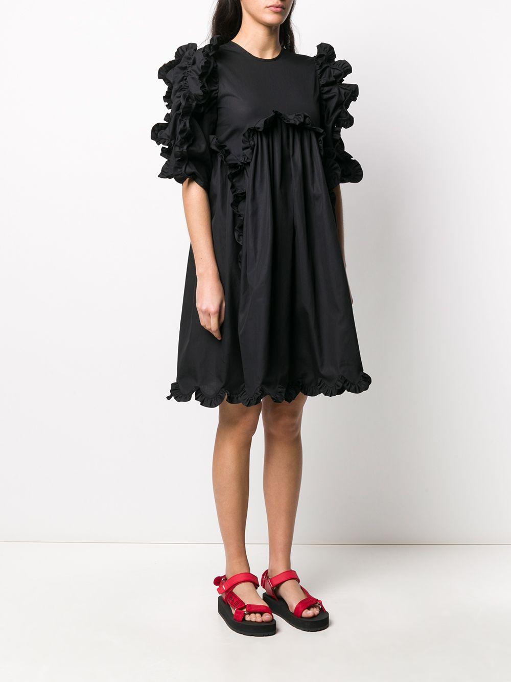 Cecile Bahnsen Cotton Ruffle-trimmed Empire-line Dress in Black - Lyst