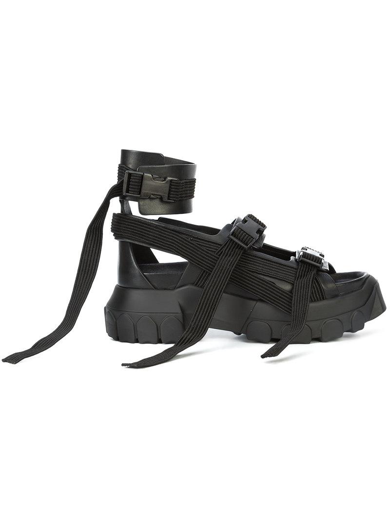 Rick Owens Hiking Spartan Sandals in Black - Lyst