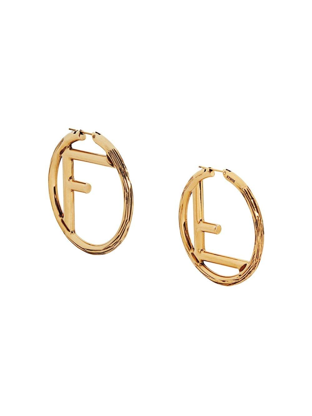 Fendi F-logo Large Hoop Earrings in Metallic | Lyst