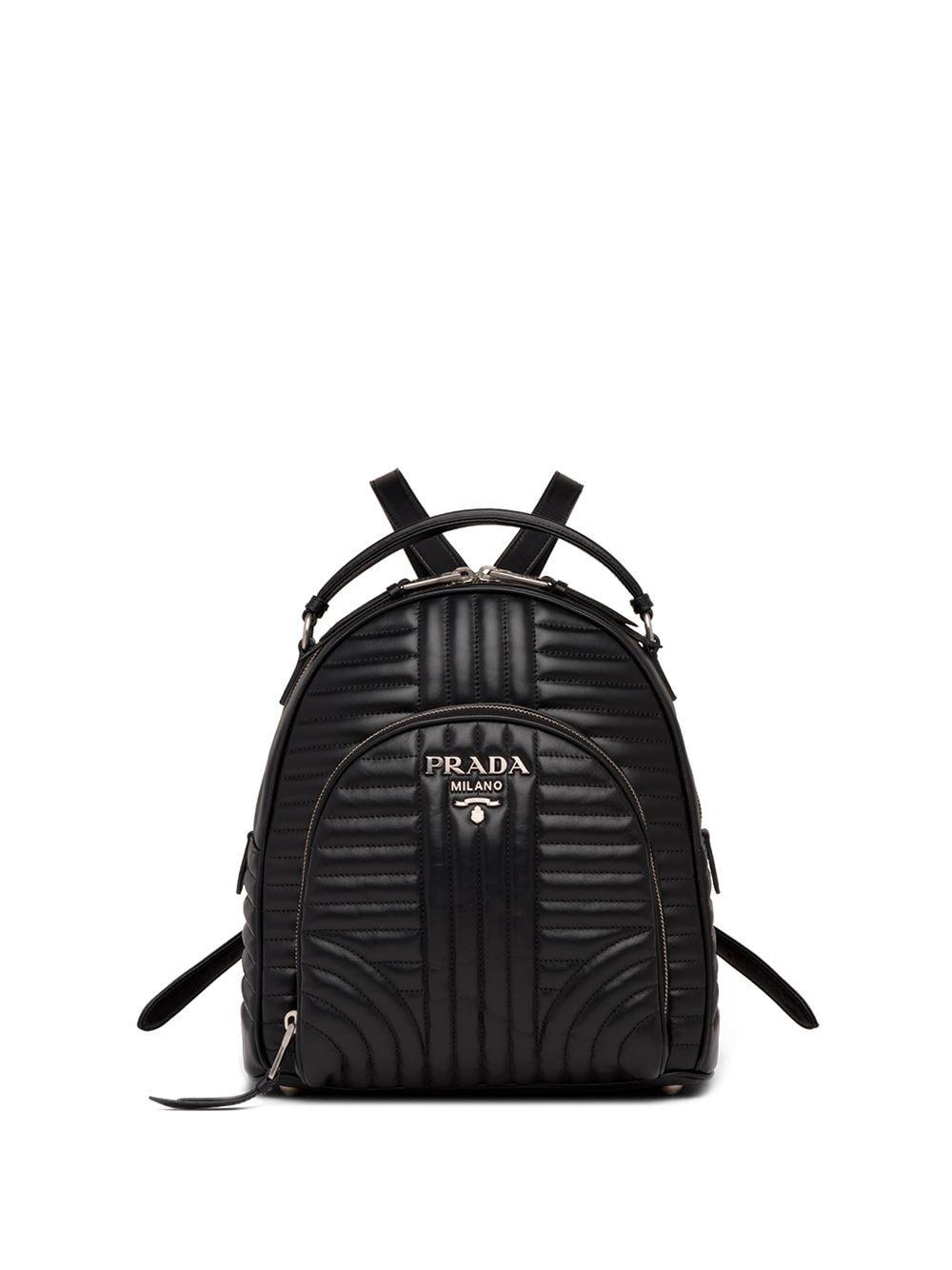 Prada Diagramme Quilted Backpack in Black | Lyst